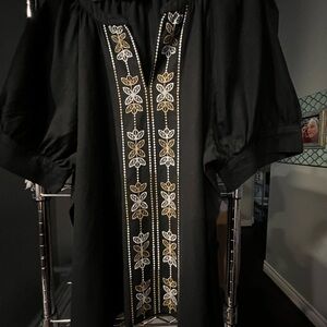 Super cute Lane Bryant Black Kaftan with Gold and White Embroidery.  Worn once.